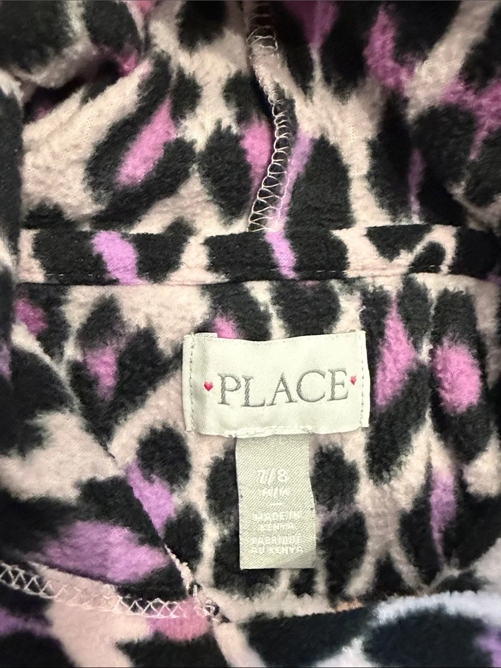 Girls Size 7/8 Pink Leopard Print Hooded Jacket